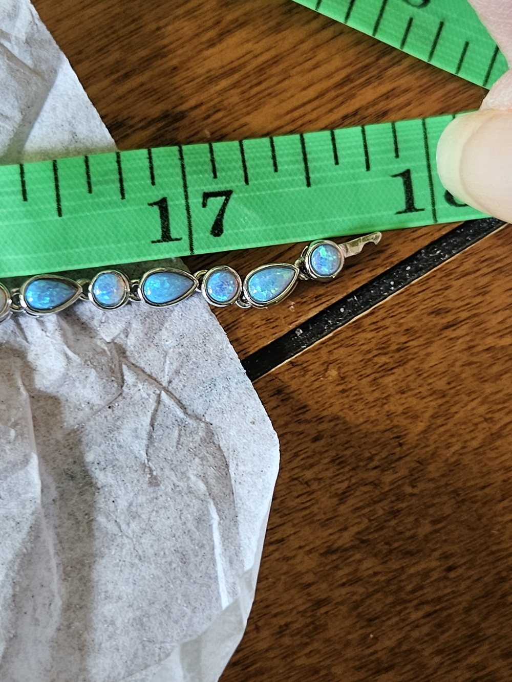 Melinda Maria Isla Silver Blue Opal Tennis Necklace 18" - Picture 5 of 8